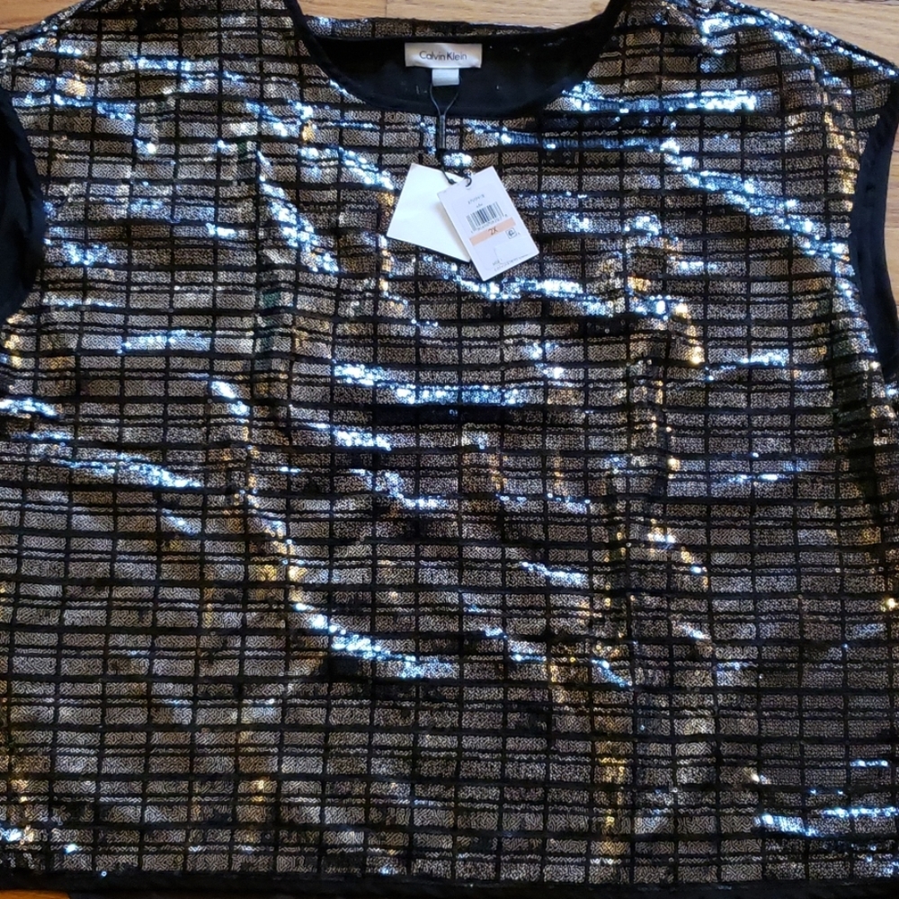 Black and silver sequined tank